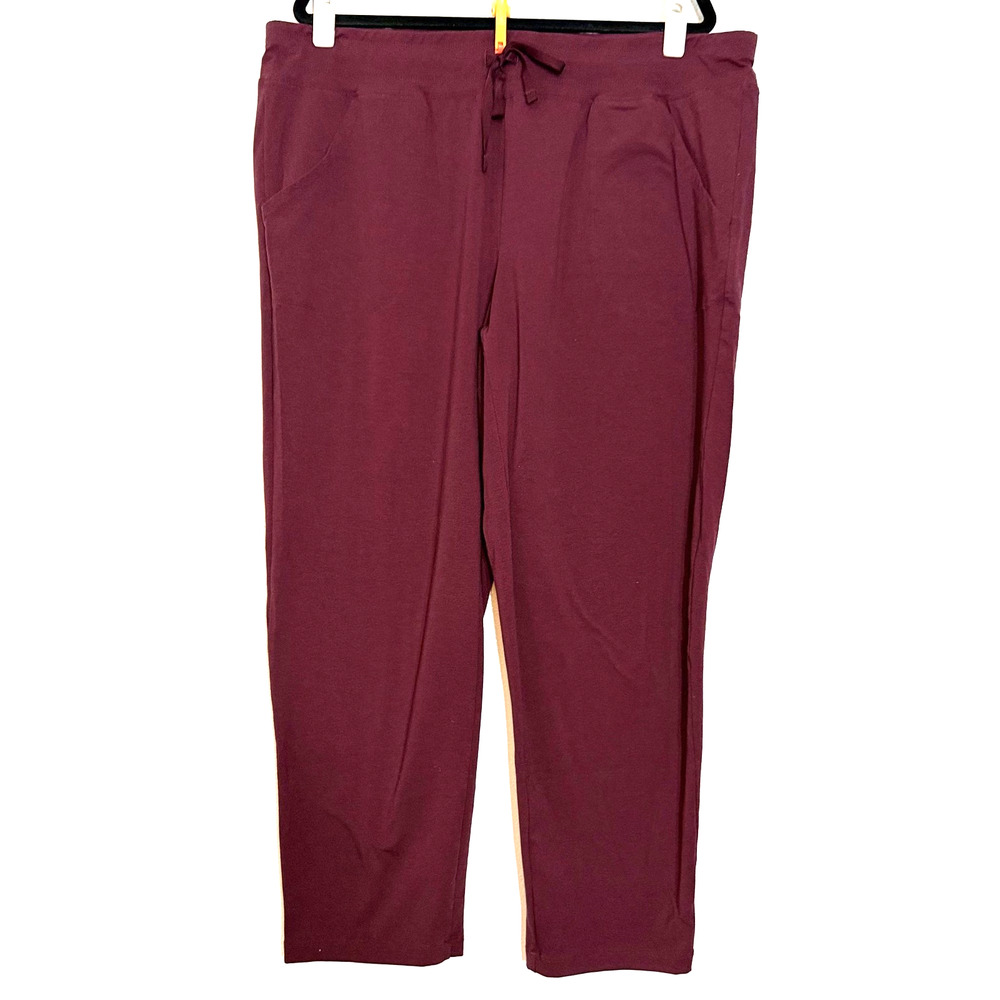 Athletic Works Womens 3XL Burgundy Lounge Pants Stretch Elastic Waist Comfy